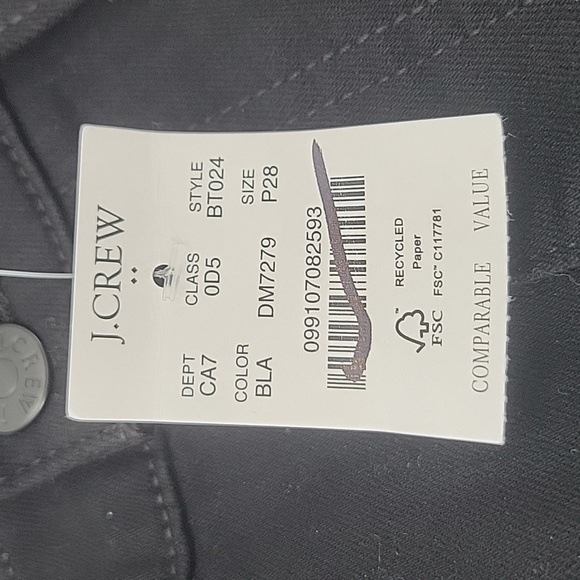 J Crew Factory Essential straight jean in all-day stretch in Black 28P NWT BT024 - Picture 8 of 12
